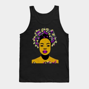 Black Woman in Flower Headdress Tank Top